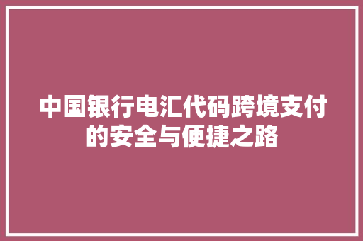 中国银行电汇代码跨境支付的安全与便捷之路