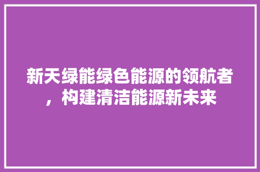 新天绿能绿色能源的领航者，构建清洁能源新未来