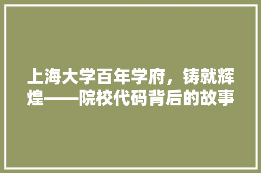 上海大学百年学府，铸就辉煌——院校代码背后的故事