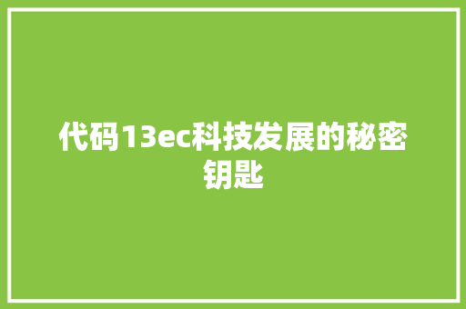 代码13ec科技发展的秘密钥匙