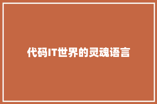 代码IT世界的灵魂语言