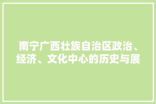 南宁广西壮族自治区政治、经济、文化中心的历史与展望