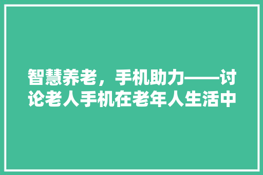 智慧养老，手机助力——讨论老人手机在老年人生活中的重要作用