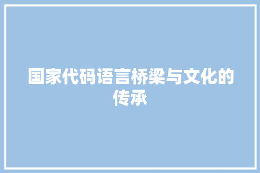国家代码语言桥梁与文化的传承