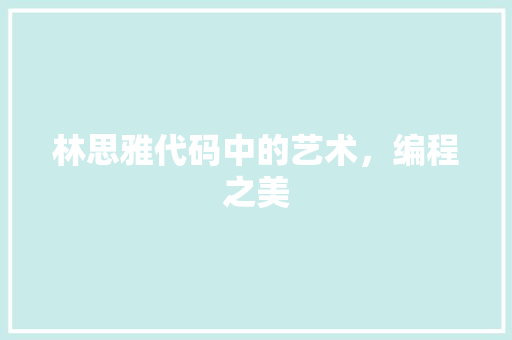 林思雅代码中的艺术，编程之美