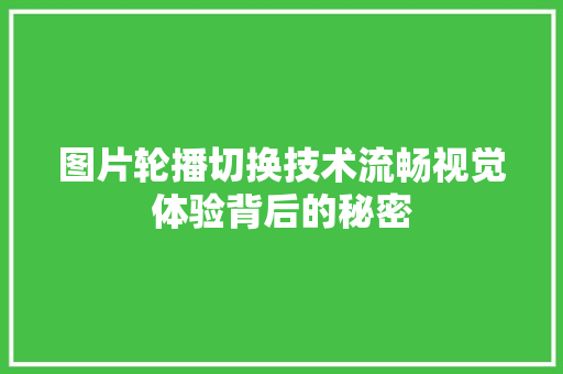 图片轮播切换技术流畅视觉体验背后的秘密  第1张