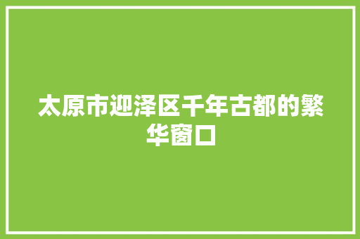 太原市迎泽区千年古都的繁华窗口
