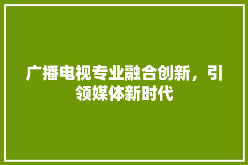 广播电视专业融合创新，引领媒体新时代