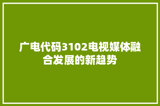 广电代码3102电视媒体融合发展的新趋势