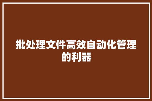 批处理文件高效自动化管理的利器
