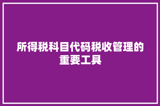 所得税科目代码税收管理的重要工具