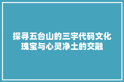 探寻五台山的三字代码文化瑰宝与心灵净土的交融