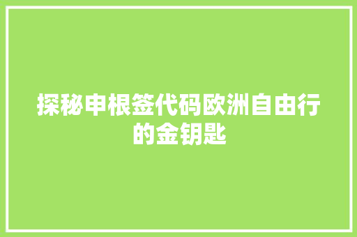 探秘申根签代码欧洲自由行的金钥匙  第1张
