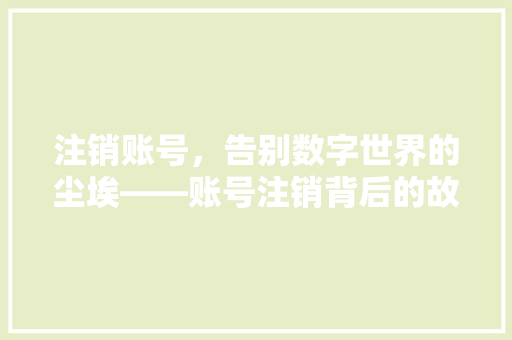 注销账号，告别数字世界的尘埃——账号注销背后的故事与思考