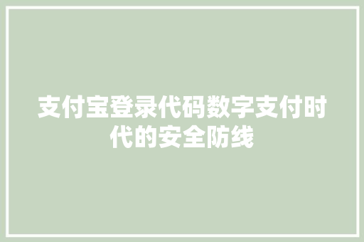 支付宝登录代码数字支付时代的安全防线