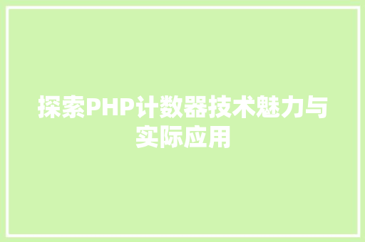 探索PHP计数器技术魅力与实际应用