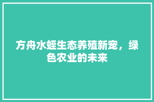 方舟水蛭生态养殖新宠，绿色农业的未来