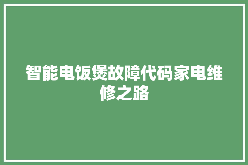 智能电饭煲故障代码家电维修之路