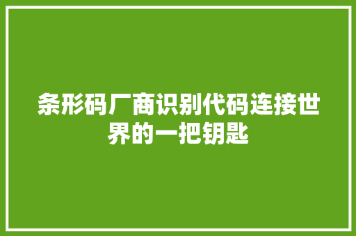 条形码厂商识别代码连接世界的一把钥匙  第1张