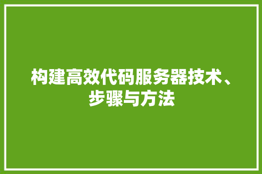 构建高效代码服务器技术、步骤与方法