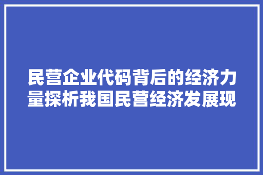 民营企业代码背后的经济力量探析我国民营经济发展现状与未来  第1张