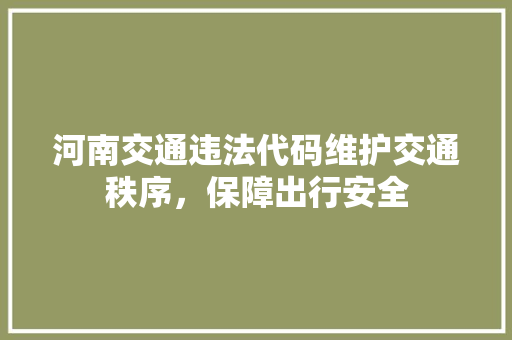 河南交通违法代码维护交通秩序，保障出行安全