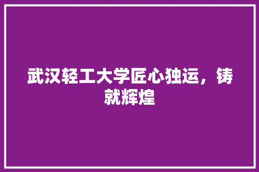武汉轻工大学匠心独运，铸就辉煌