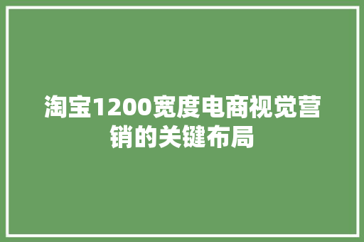 淘宝1200宽度电商视觉营销的关键布局