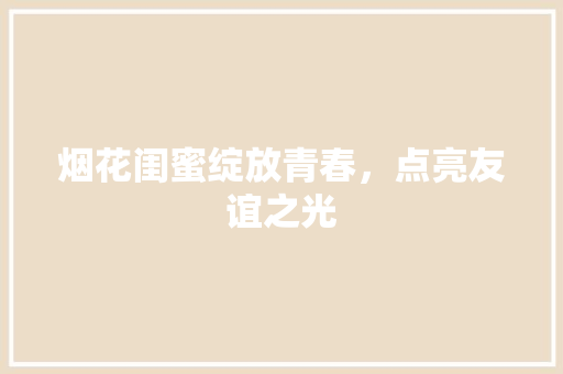烟花闺蜜绽放青春，点亮友谊之光