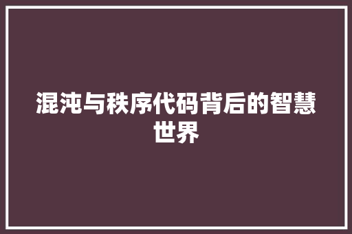 混沌与秩序代码背后的智慧世界