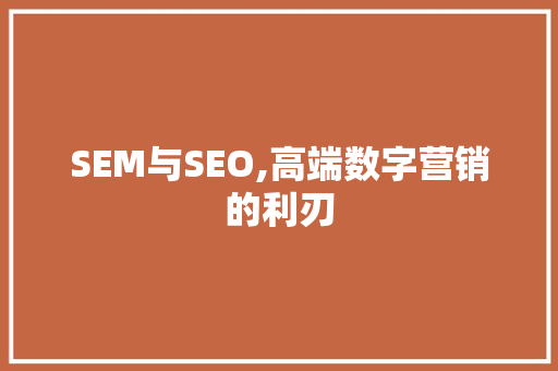 SEM与SEO,高端数字营销的利刃