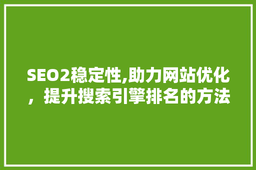 SEO2稳定性,助力网站优化，提升搜索引擎排名的方法