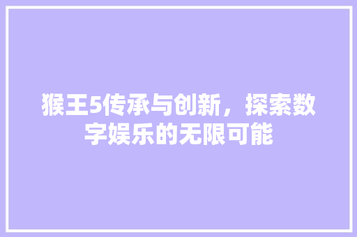猴王5传承与创新，探索数字娱乐的无限可能