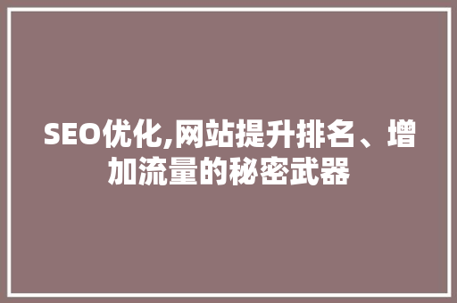 SEO优化,网站提升排名、增加流量的秘密武器  第1张