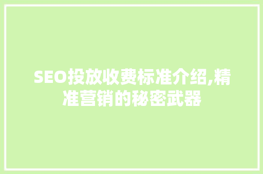 SEO投放收费标准介绍,精准营销的秘密武器