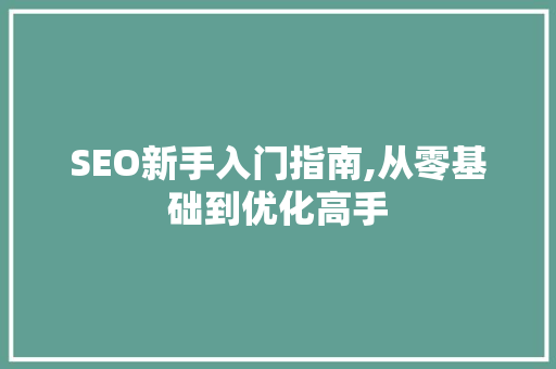 SEO新手入门指南,从零基础到优化高手