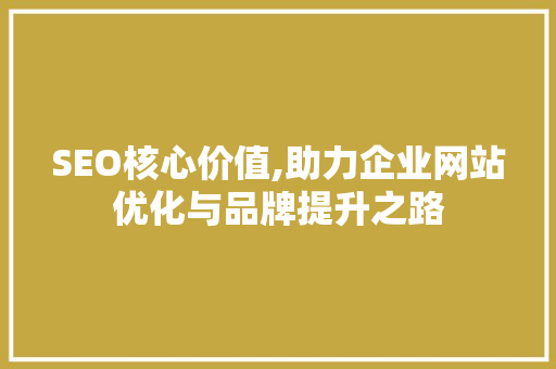 SEO核心价值,助力企业网站优化与品牌提升之路