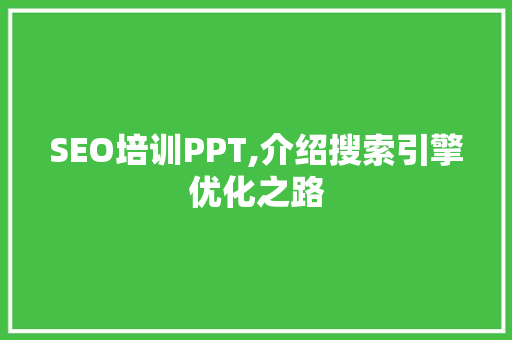 SEO培训PPT,介绍搜索引擎优化之路